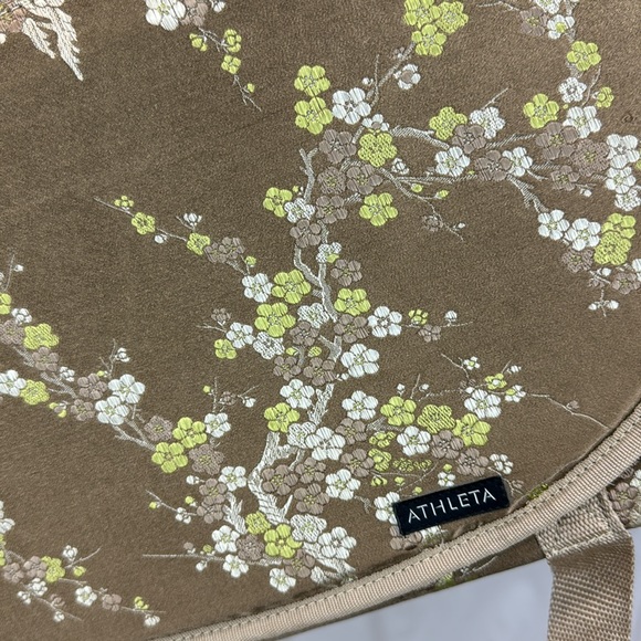 Vintage Cherry Blossom Floral Messenger Bag Light Brown Briefcase by Athleta - Picture 2 of 7